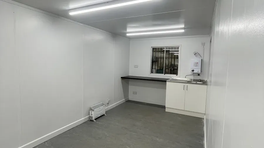 Canteen cabin interior with servery