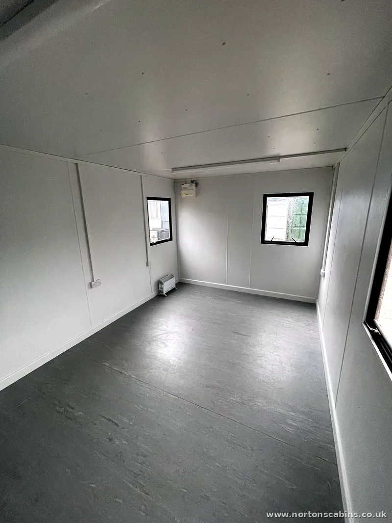 Lined and lit container office interior