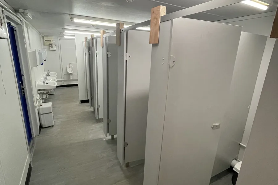 Toilet block cubicle interior