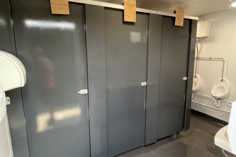 Toilet block cubicles and urinals