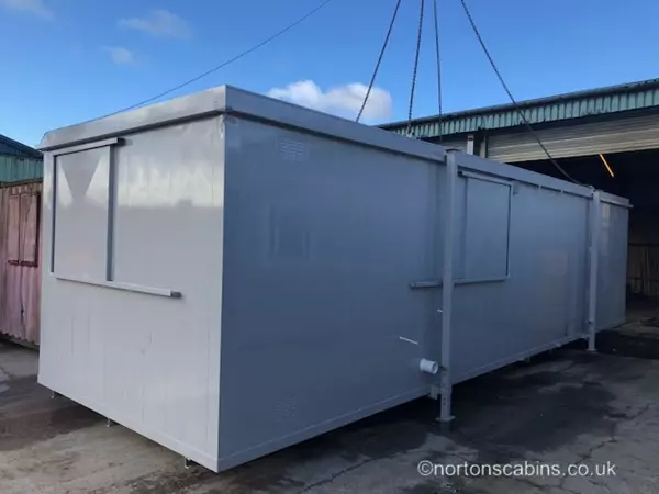 32ft x 10ft Steel anti vandal Office with toilet & kitchen with sliding window shutters